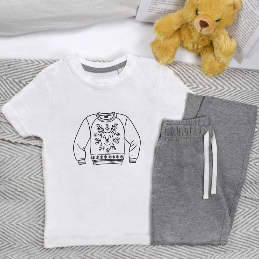 'Christmas Jumper' Kids Nightwear / Pyjama Set (KP049979)