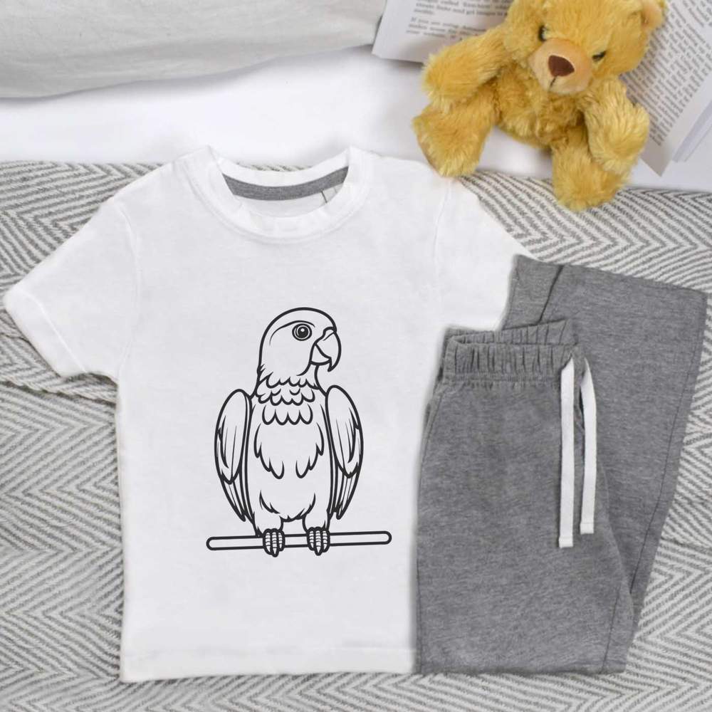 'Perched Parrot' Kids Nightwear / Pyjama Set (KP050050)