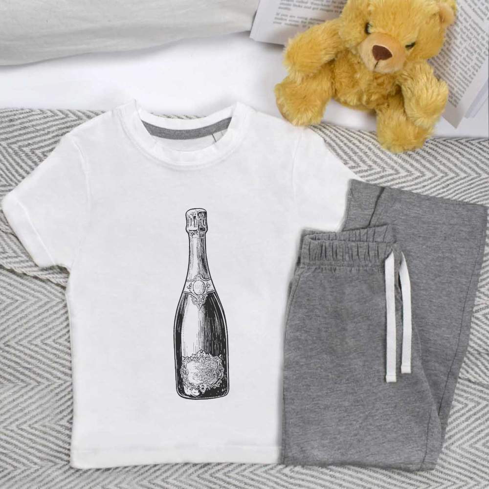 ' Sparkling Wine Bottle' Kids Nightwear / Pyjama Set (KP051675)
