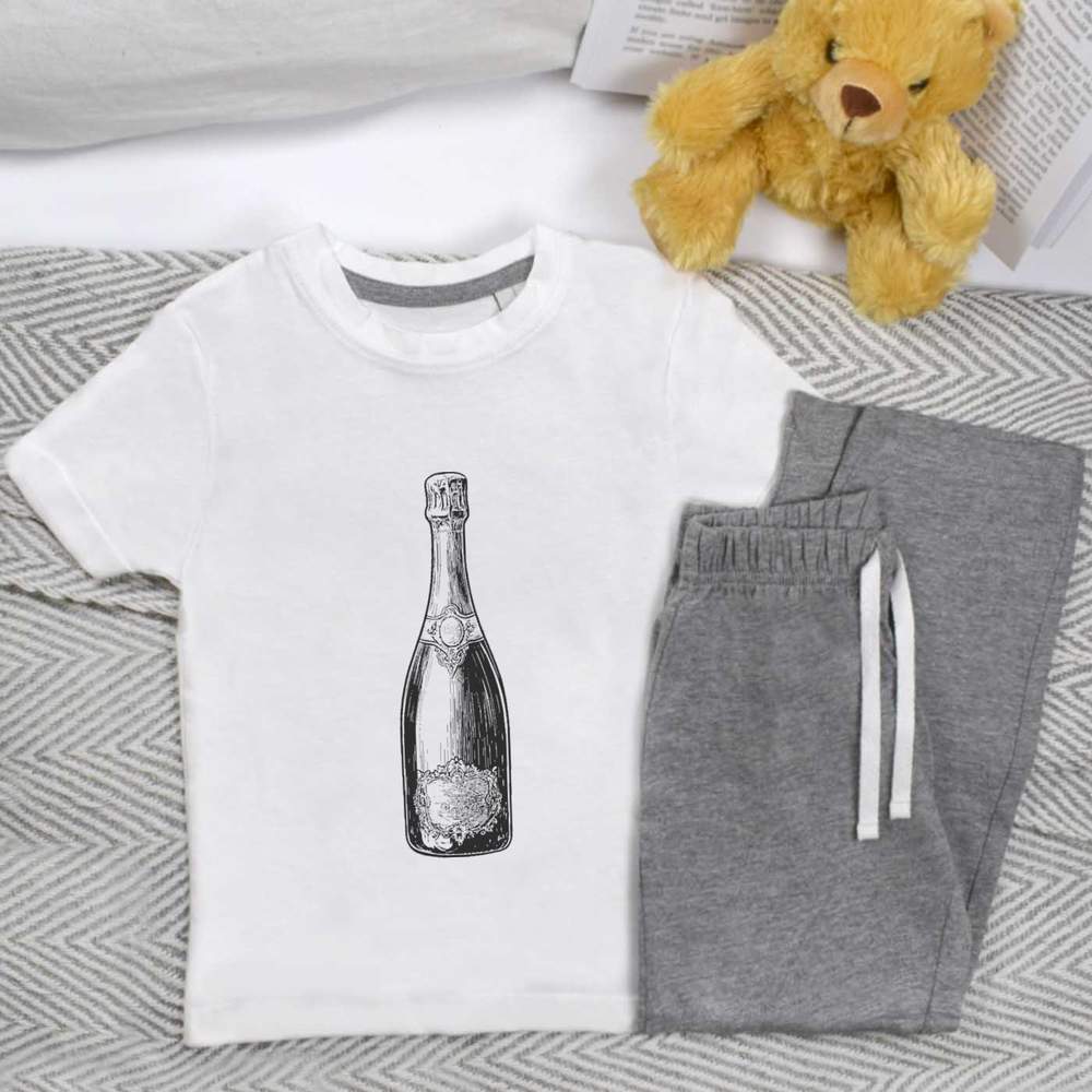 ' Sparkling Wine Bottle' Kids Nightwear / Pyjama Set (KP051675)