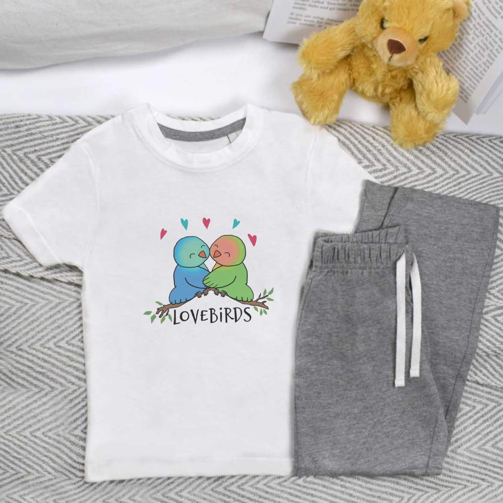 'Lovebirds Hugging' Kids Nightwear / Pyjama Set (KP052183)