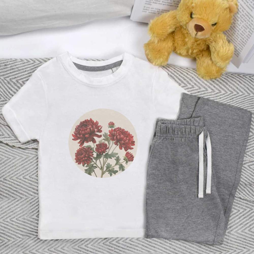 'Chrysanthemum Flowers' Kids Nightwear / Pyjama Set (KP053298)