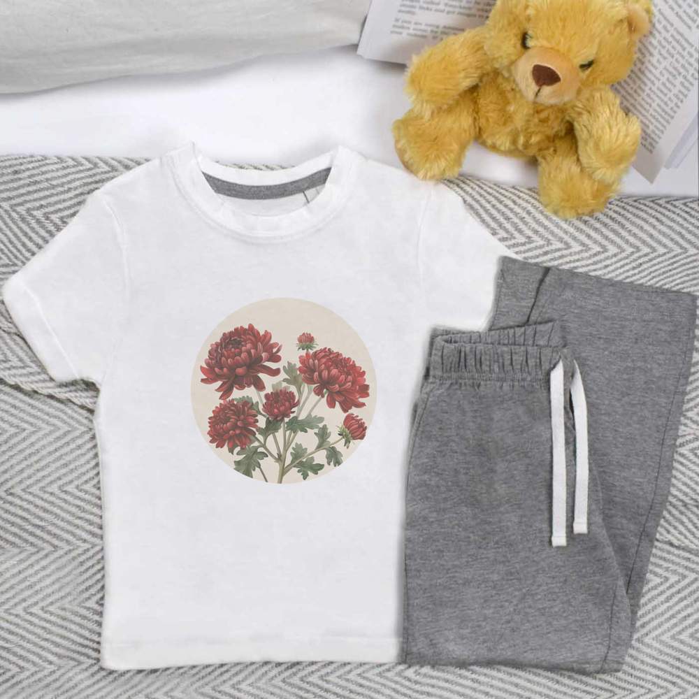 'Chrysanthemum Flowers' Kids Nightwear / Pyjama Set (KP053298)