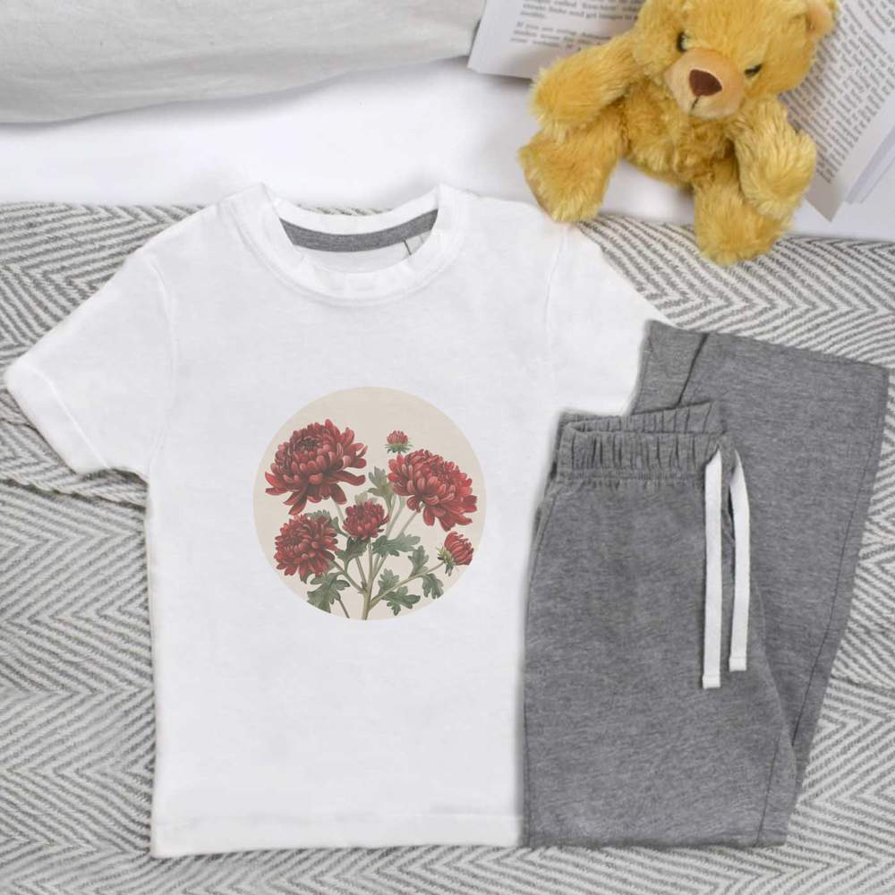 'Chrysanthemum Flowers' Kids Nightwear / Pyjama Set (KP053298)