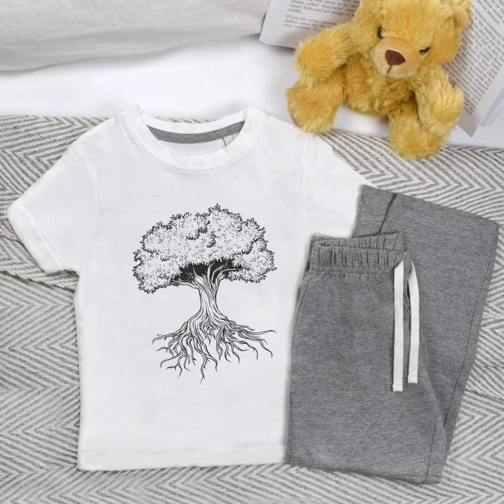 'Tree with Roots' Kids Nightwear / Pyjama Set (KP052904)