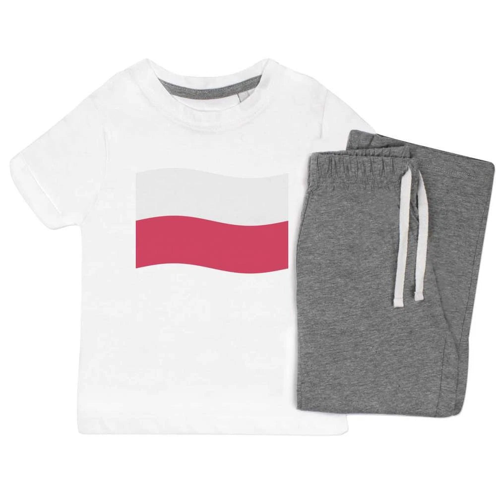 'Waving Polish Flag' Kids Nightwear / Pyjama Set (KP044257)