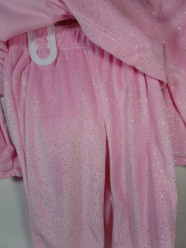 New Girl's 2 Pc Pink Soft Mink Pajamas w/ Silver Foil Dots, Sz 2T, 3T