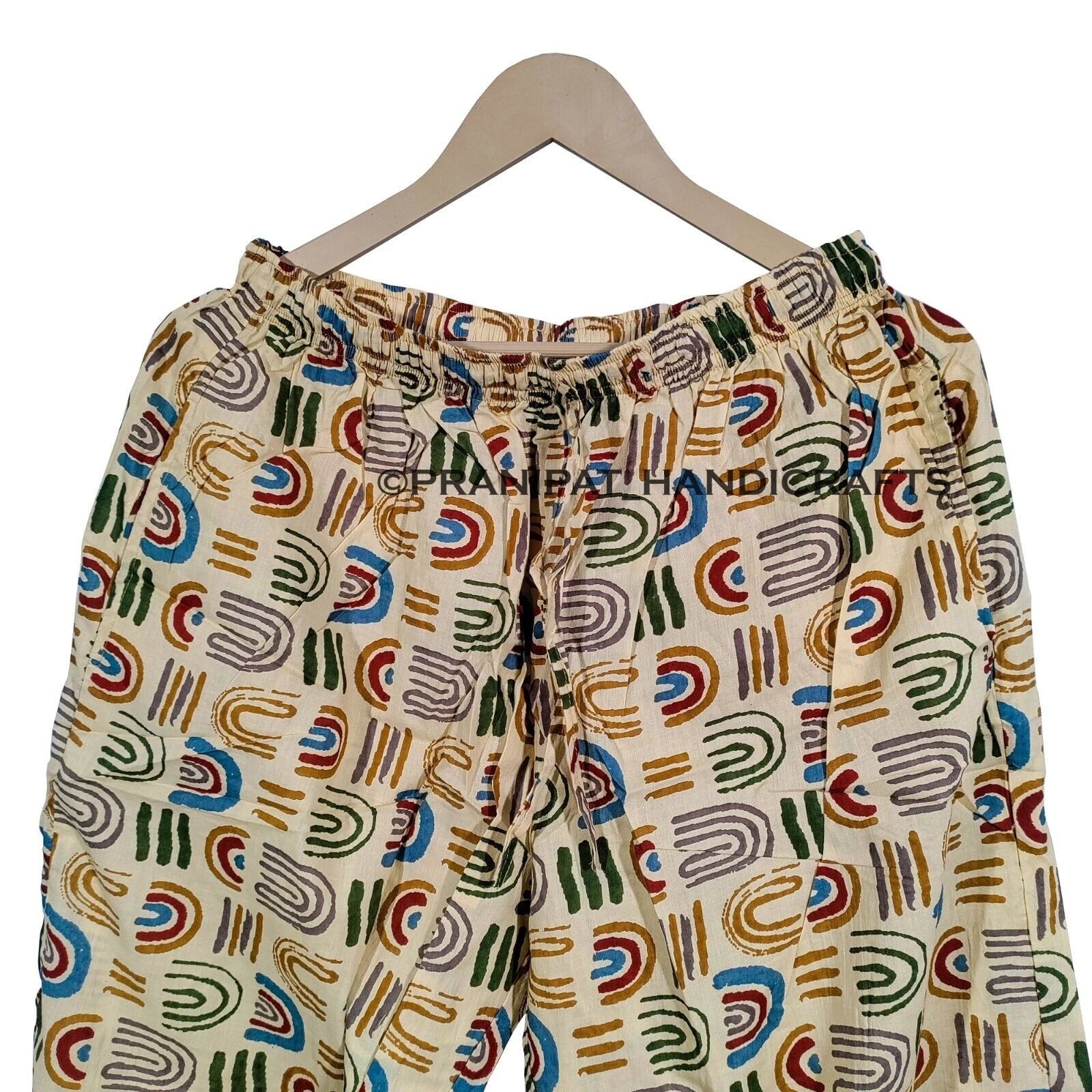 Women Abstract Summer Beige Hippie Sleepwear Cotton Ethnic Night wear Pajama set