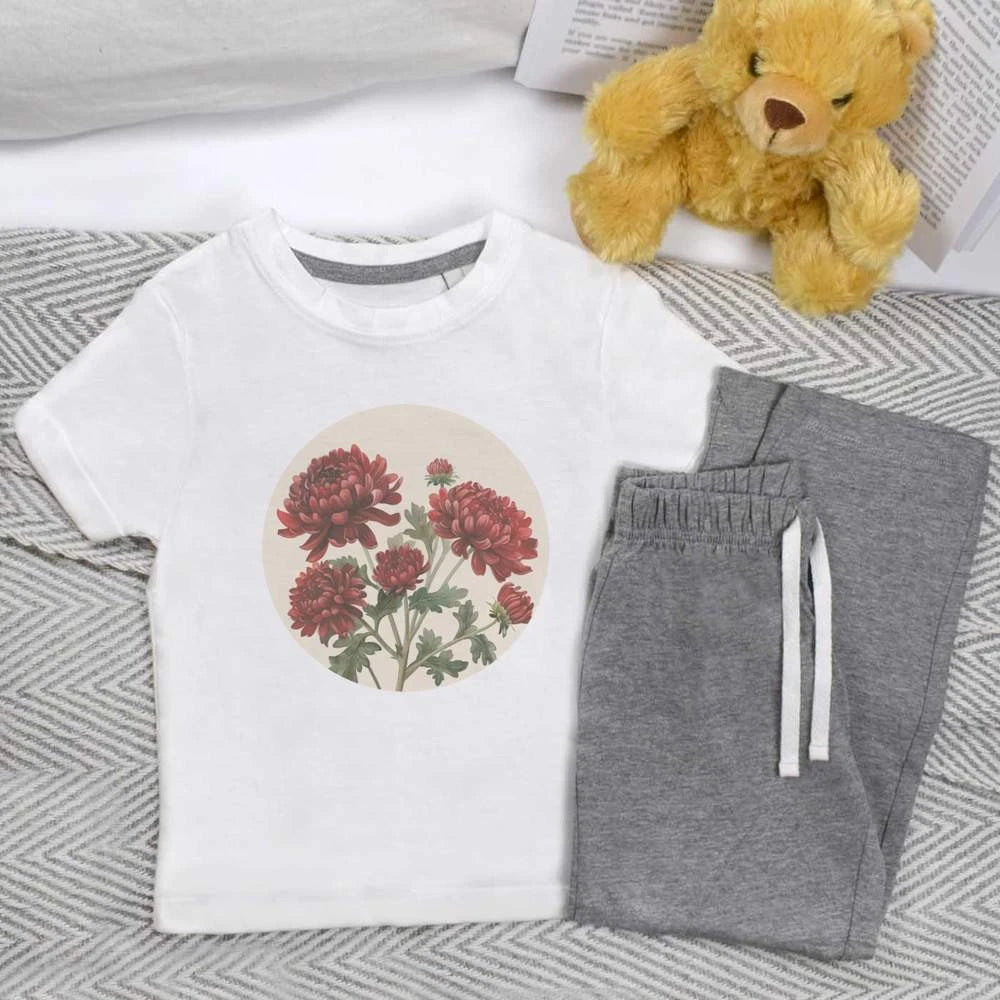 'Chrysanthemum Flowers' Kids Nightwear / Pyjama Set (KP053298)