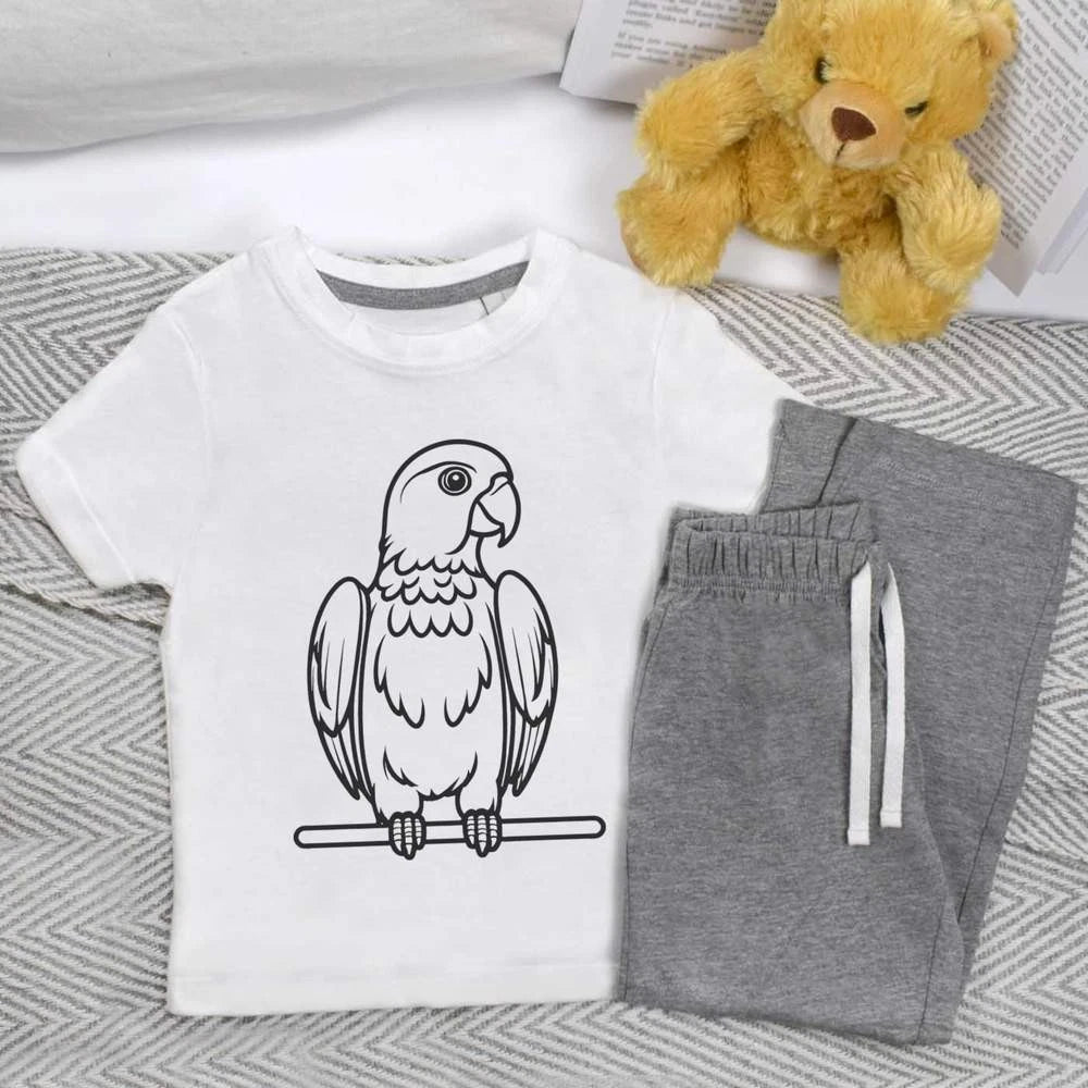 'Perched Parrot' Kids Nightwear / Pyjama Set (KP050050)