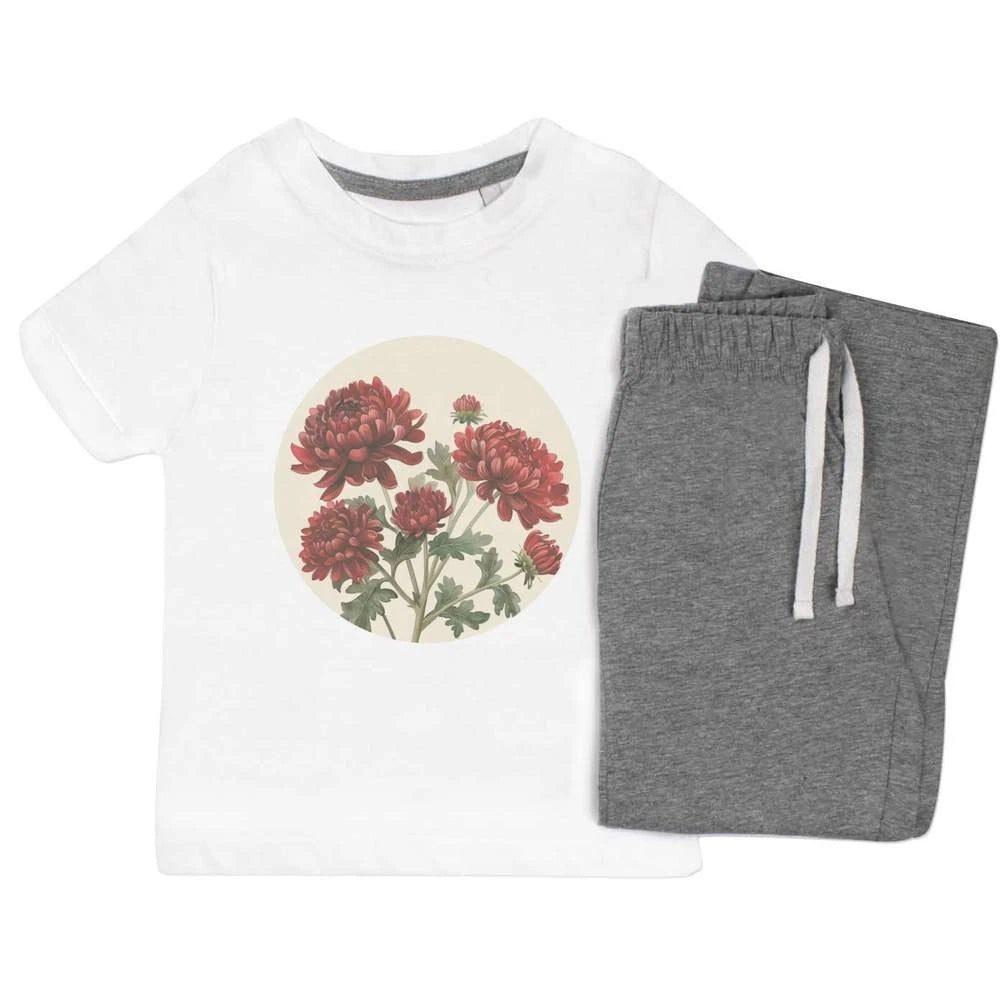 'Chrysanthemum Flowers' Kids Nightwear / Pyjama Set (KP053298)