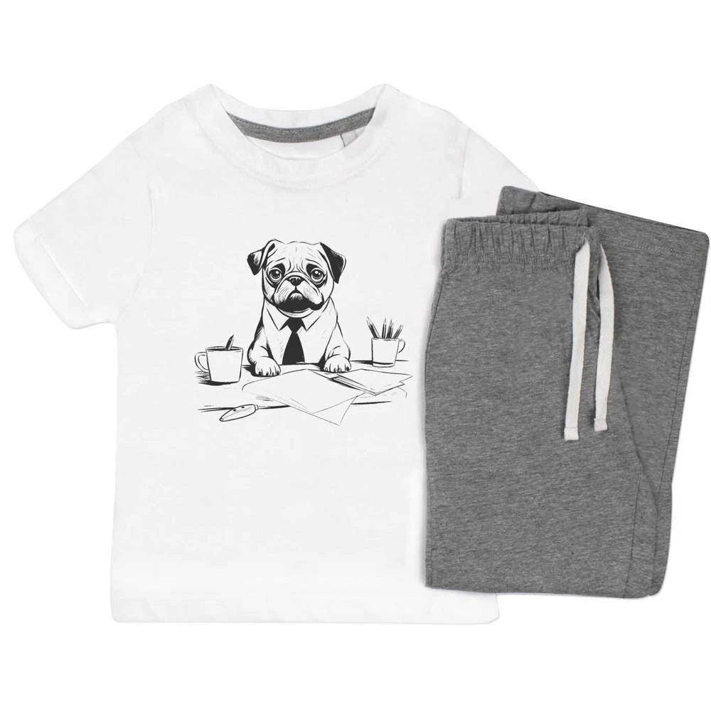 'Working Pug ' Kids Nightwear / Pyjama Set (KP043612)