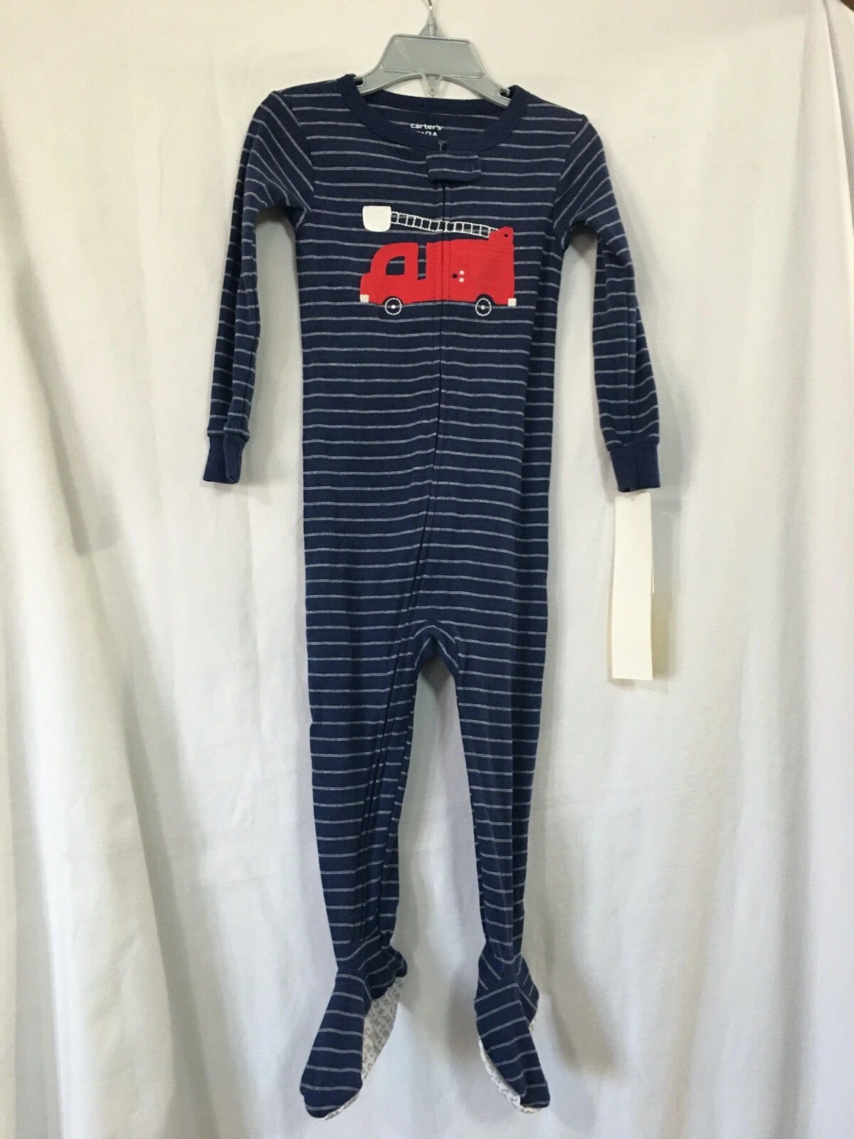 New Carter's 1-Piece Firetruck Cotton Pajama PJs Footie Sleeper Toddler Boy