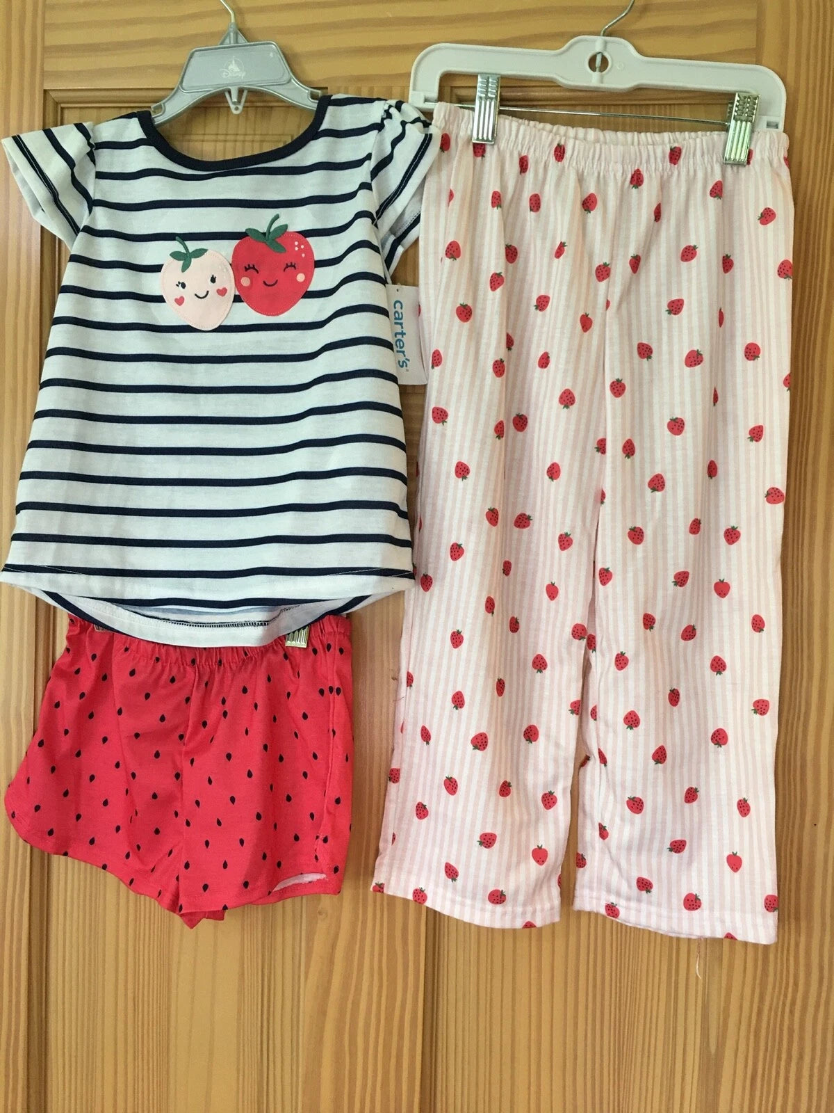 New Carter's Girls Strawberry Poly Pajama 3 pc Set Toddler  many sizes