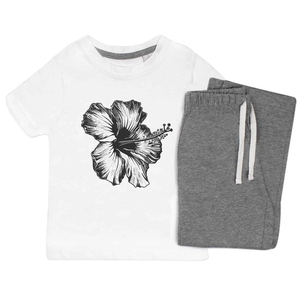 'Hibiscus Flower' Kids Nightwear / Pyjama Set (KP044988)
