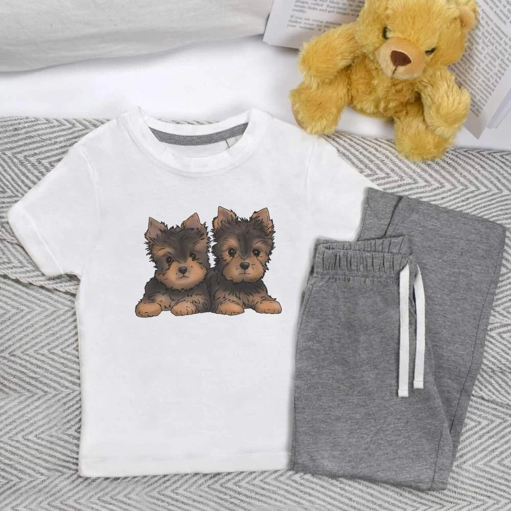 'Yorkie Puppies' Kids Nightwear / Pyjama Set (KP037353)