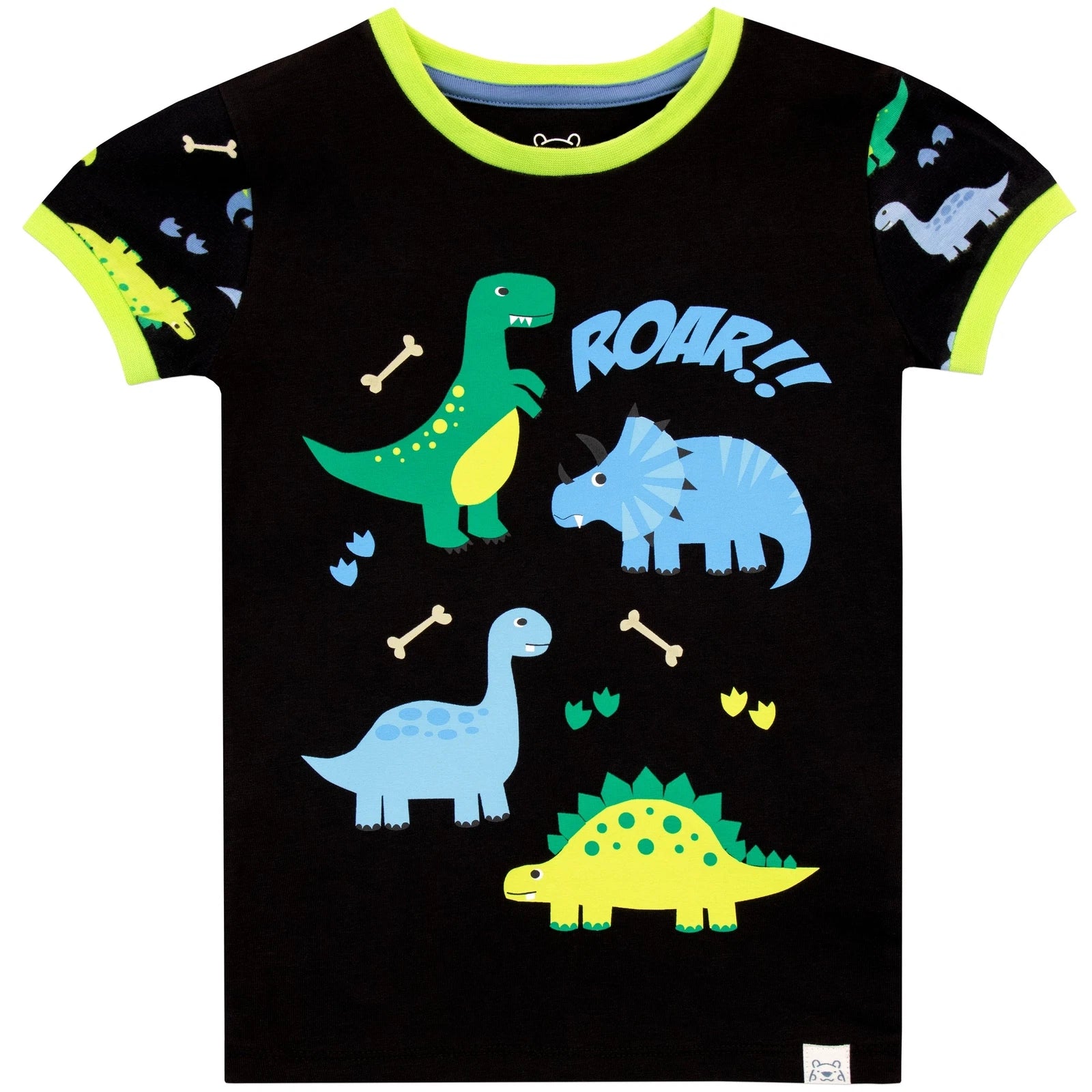 Dinosaur Short Pyjamas Kids Baby Boys 18 14 Months 2 3 4 5 6 7 8 Years PJs Black