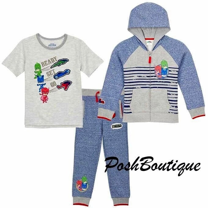 Disney PJ Masks Boys Hoodie Jacket Shirt Pants Outfit Set 3T 4T 5T 5 6 Catboy