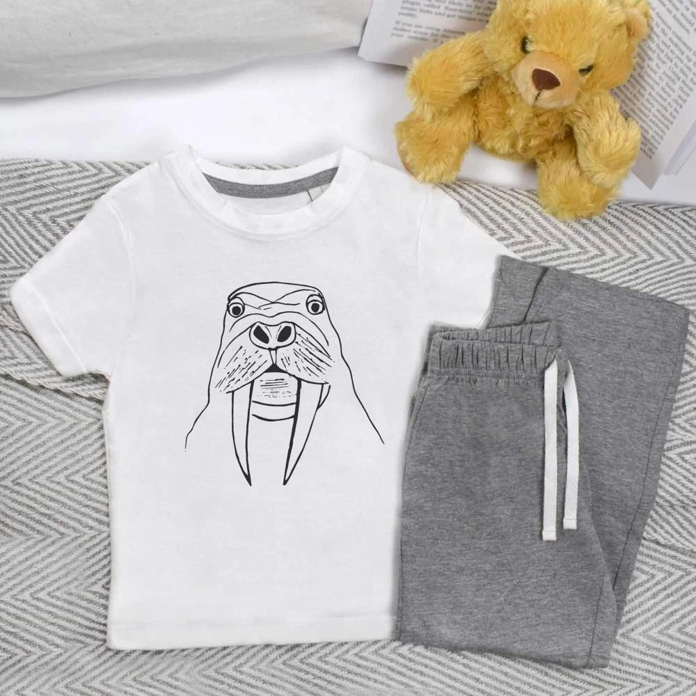 'Walrus Face' Kids Nightwear / Pyjama Set (KP013497)