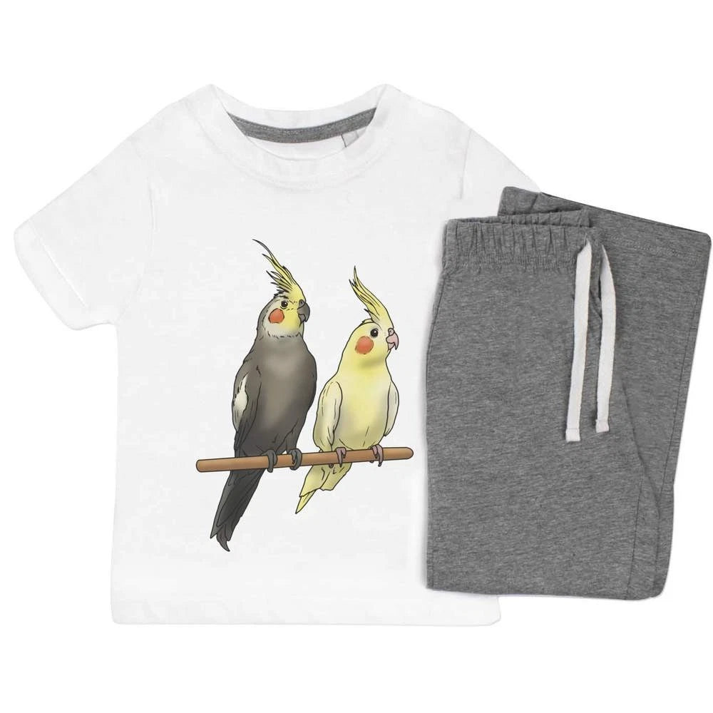 'Perched Cockatiels' Kids Nightwear / Pyjama Set (KP035515)