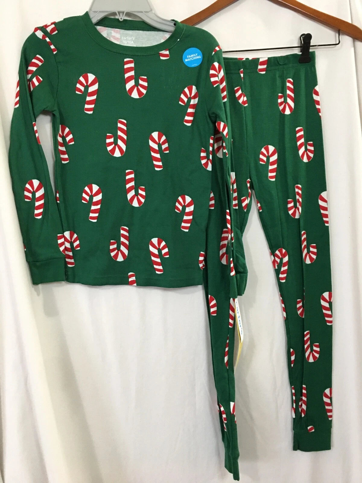 NWT Carter's  Green Candy Cane Pajamas Set Toddler Cotton Christmas many sizes