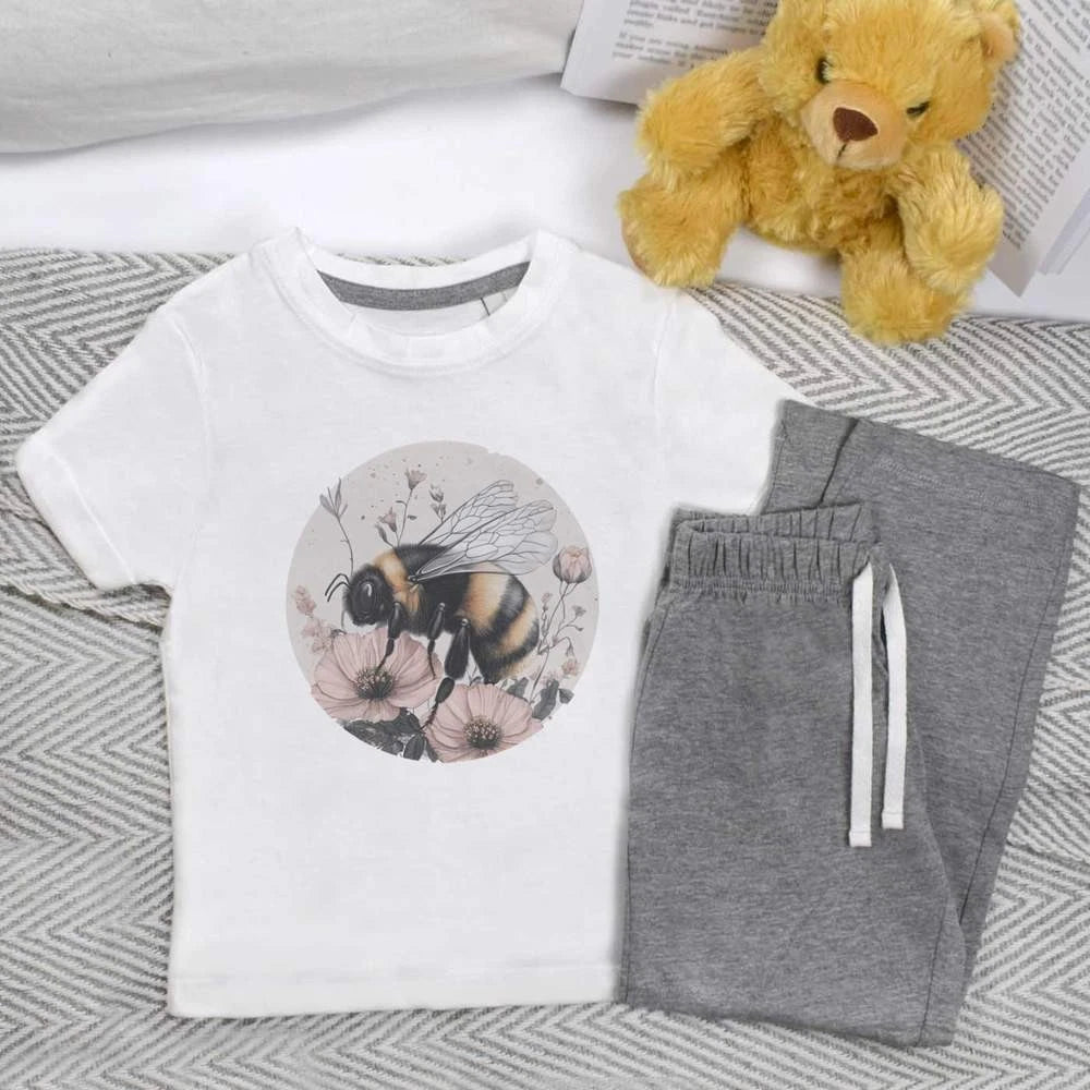 'Bumblebee with Flowers' Kids Nightwear / Pyjama Set (KP049829)