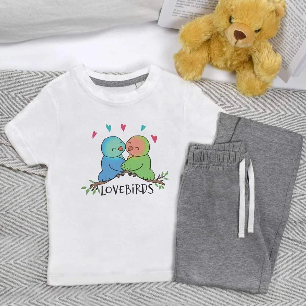 'Lovebirds Hugging' Kids Nightwear / Pyjama Set (KP052183)