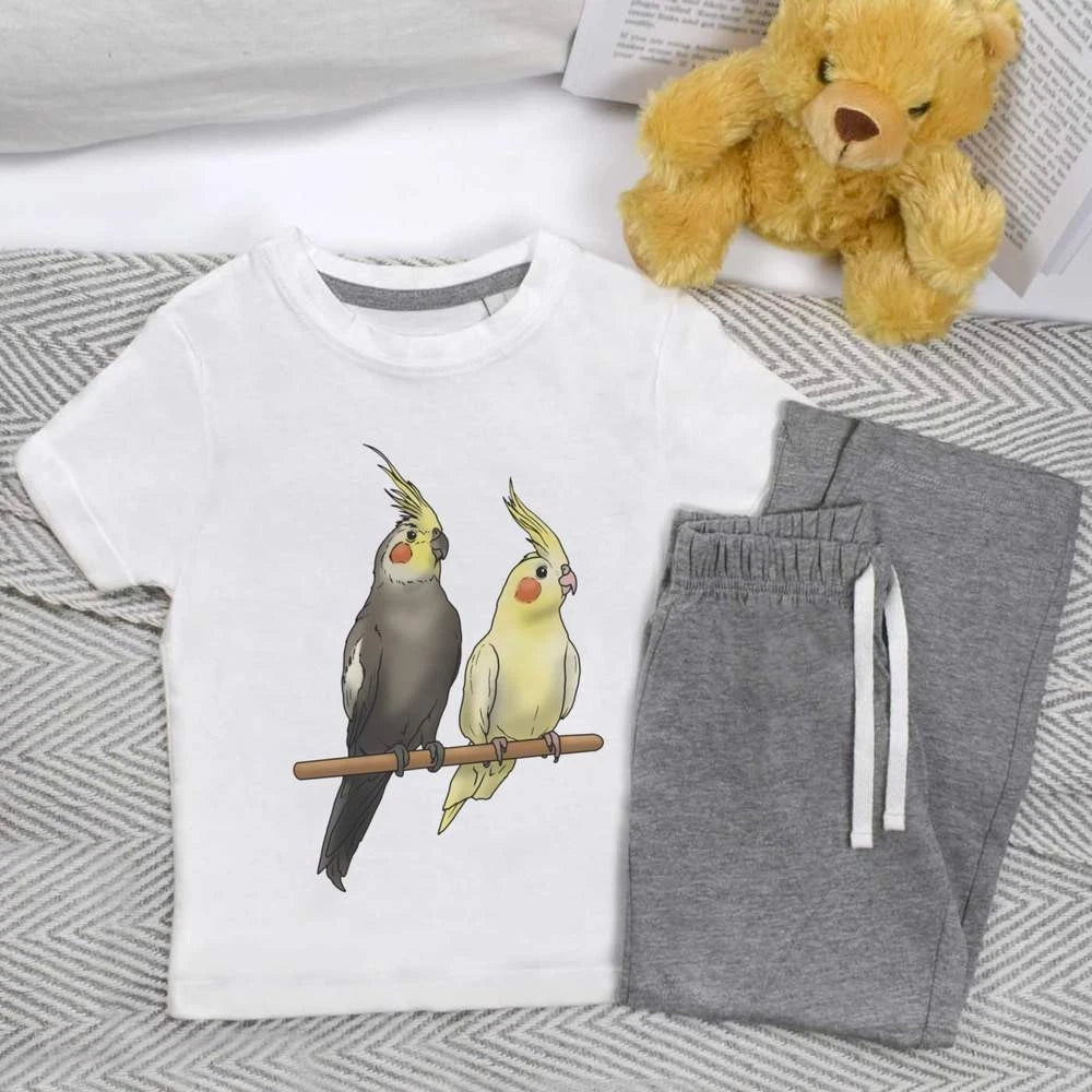 'Perched Cockatiels' Kids Nightwear / Pyjama Set (KP035515)