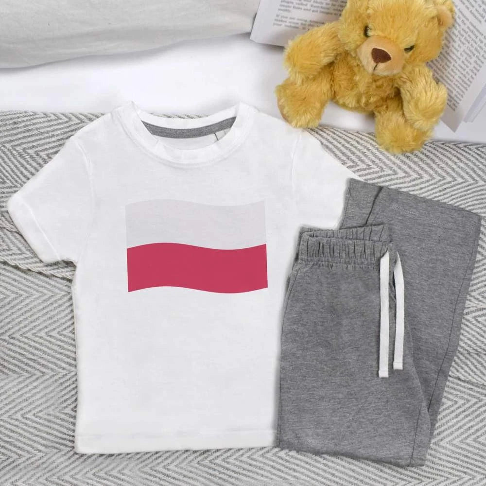 'Waving Polish Flag' Kids Nightwear / Pyjama Set (KP044257)