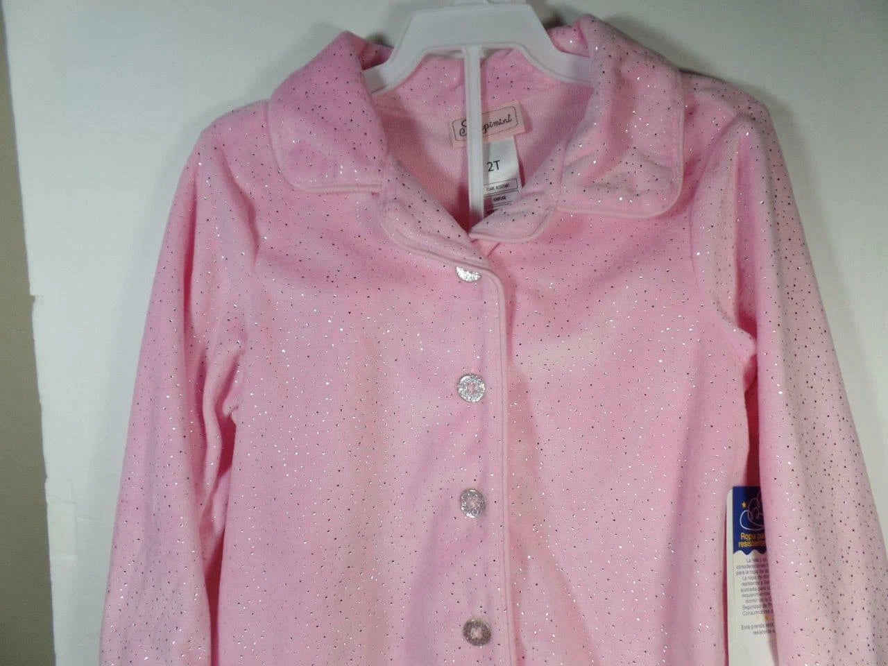 New Girl's 2 Pc Pink Soft Mink Pajamas w/ Silver Foil Dots, Sz 2T, 3T