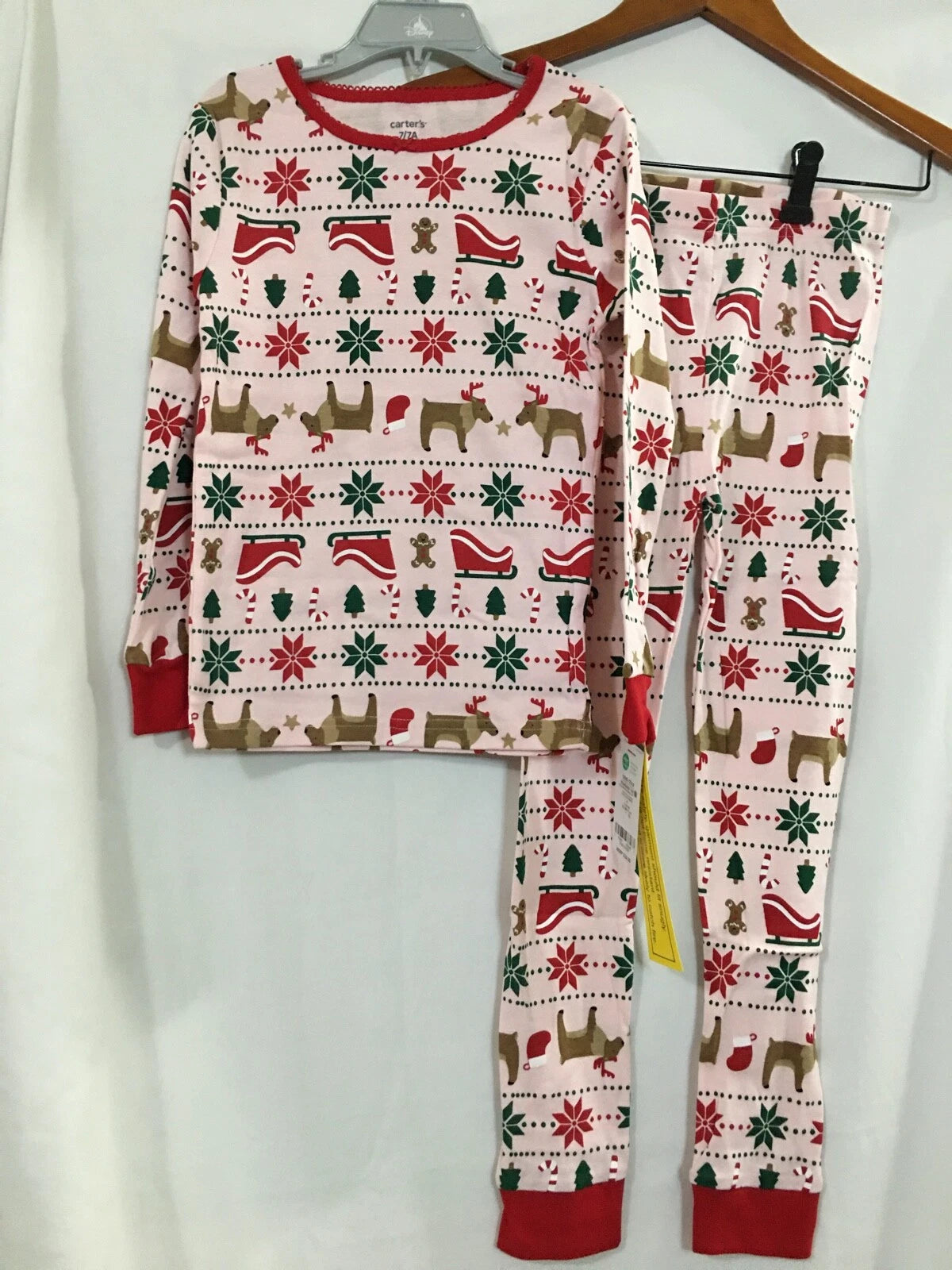 New Carter's Fair Isle Pink Girl Cotton 2 pc Pajama Set Christmas 2T,3T,4T,5T
