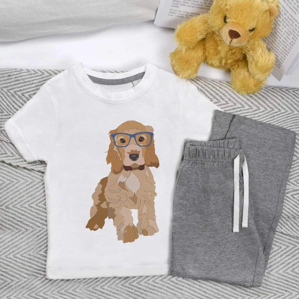 'Spaniel Puppy' Kids Nightwear / Pyjama Set (KP027559)