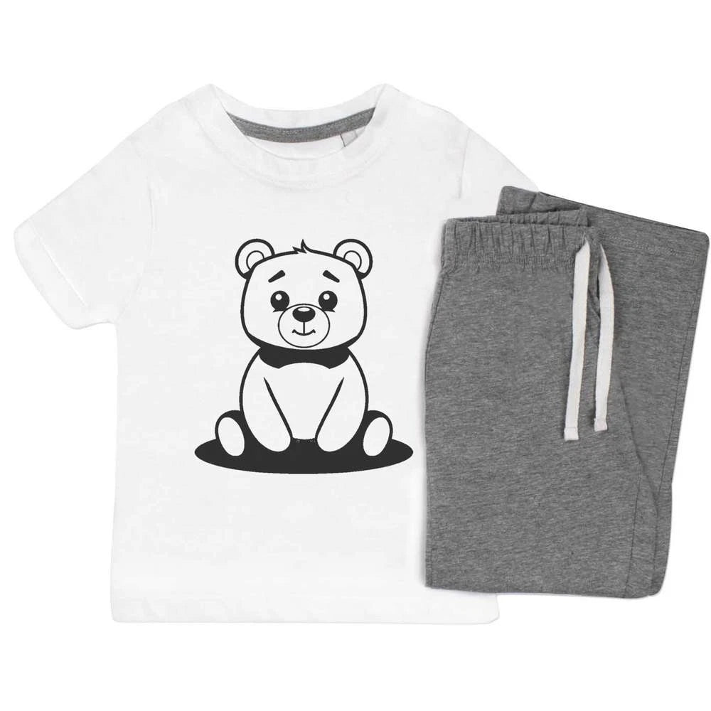 'Cute Bear Sitting ' Kids Nightwear / Pyjama Set (KP045808)