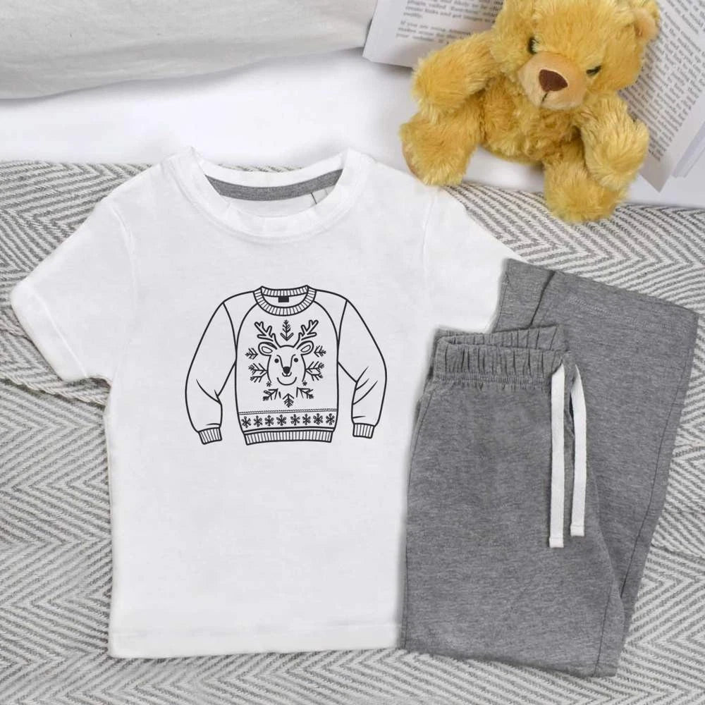 'Christmas Jumper' Kids Nightwear / Pyjama Set (KP049979)