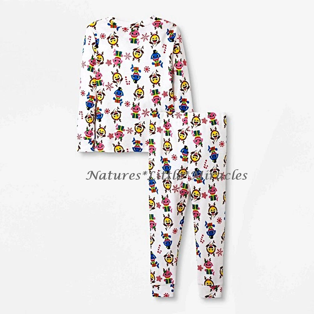 Baby Shark Pajamas Size 2T-5T Boys Girls Toddler 100% Cotton 4 piece set 2 3 4 5