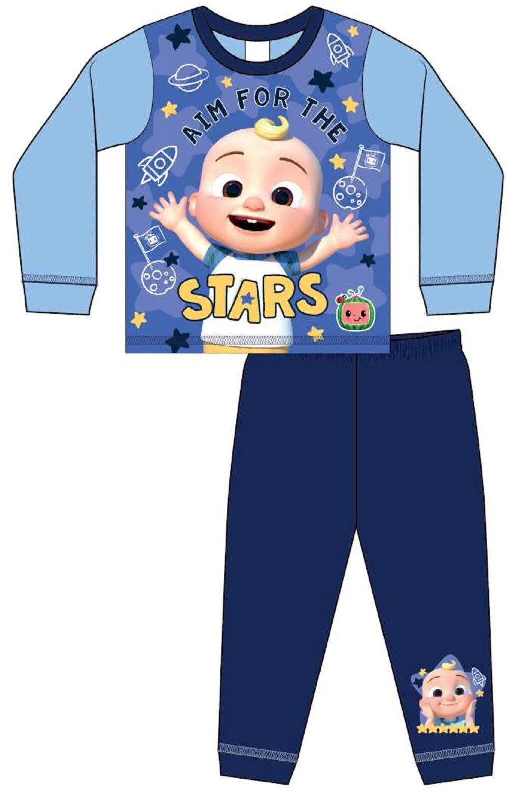COCOMELON Boys Pyjamas/ Blue PJs in a Choice of 2 Styles Sizes 12 Months-4 Years