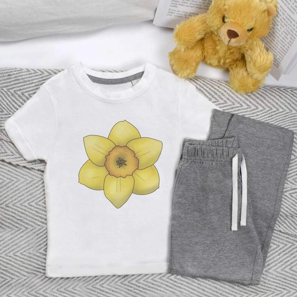 'Daffodil Flower Close Up' Kids Nightwear / Pyjama Set (KP046476)