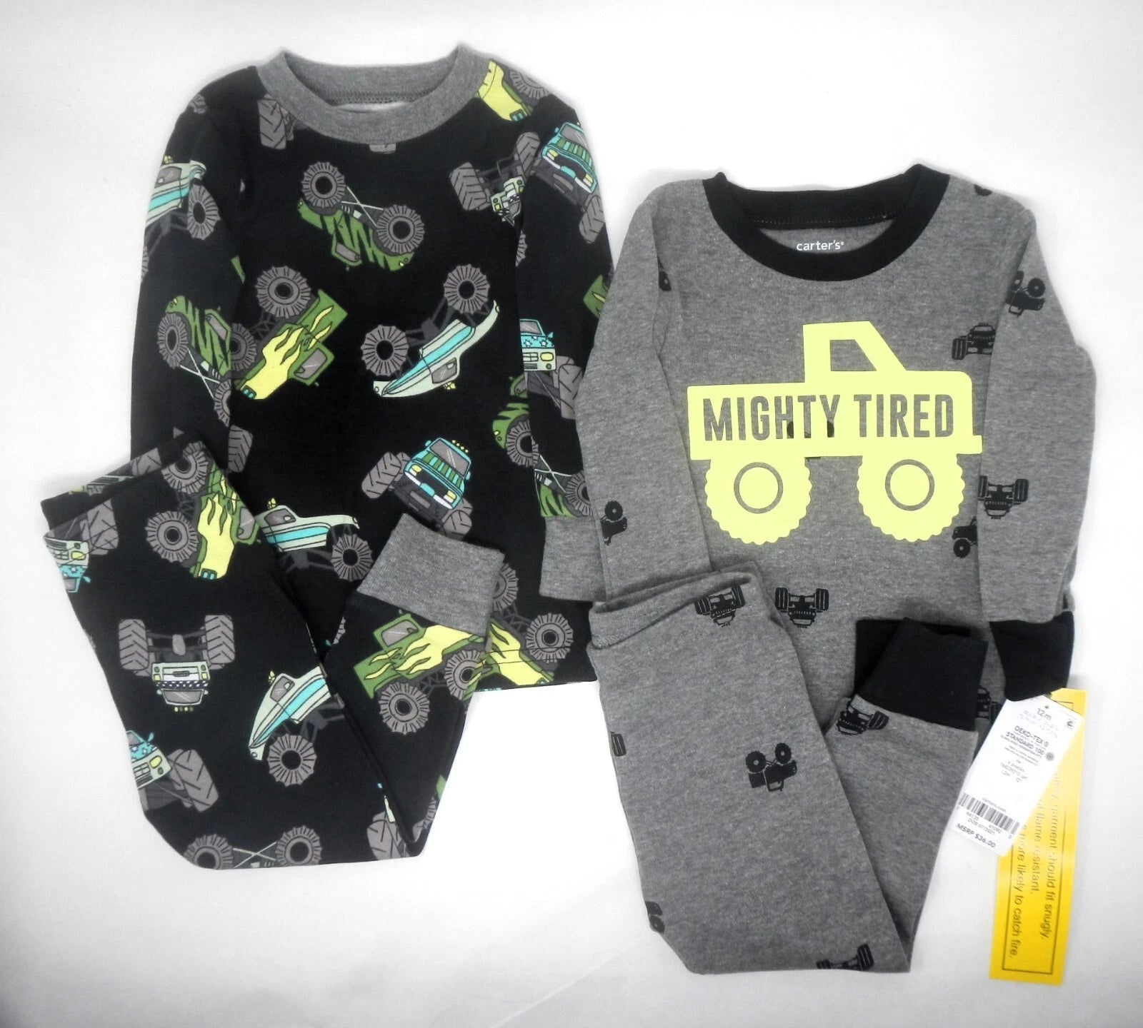Carter's Toddler Boys Monster Truck Mighty Tired 4pc Pajama Set $36