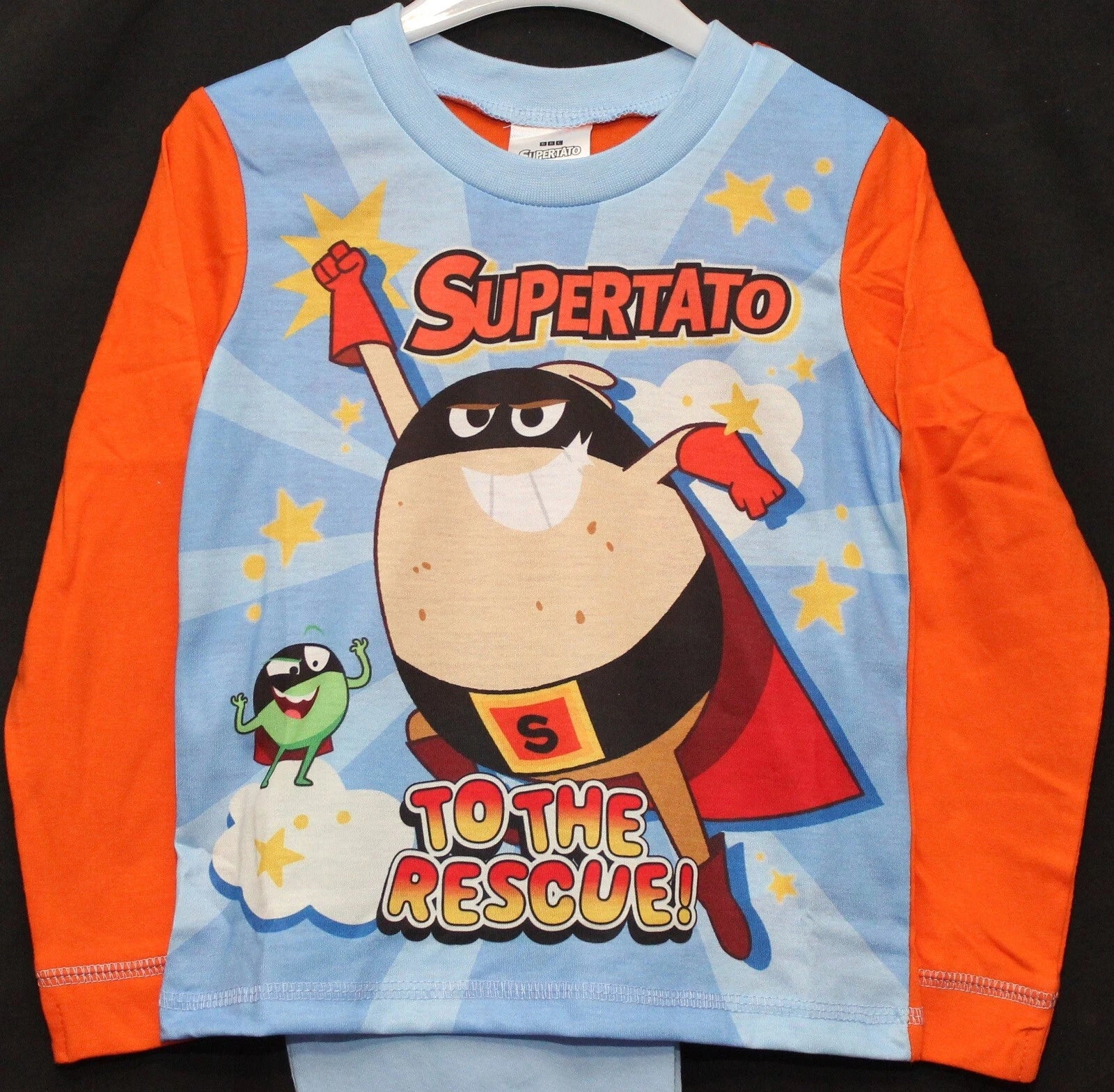 SUPERTATO Boys Pyjamas/ Orange & Blue Long-Sleeved PJs Sizes 18 Months-5 Years
