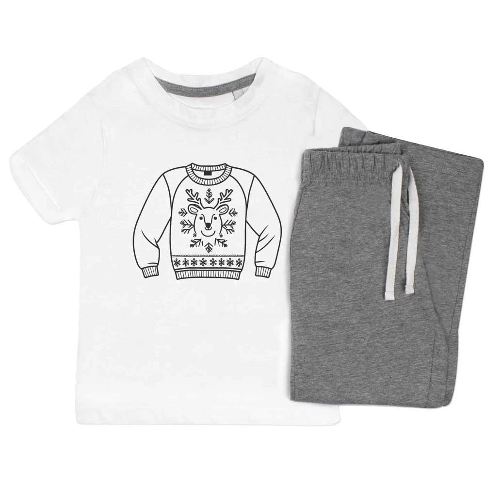 'Christmas Jumper' Kids Nightwear / Pyjama Set (KP049979)