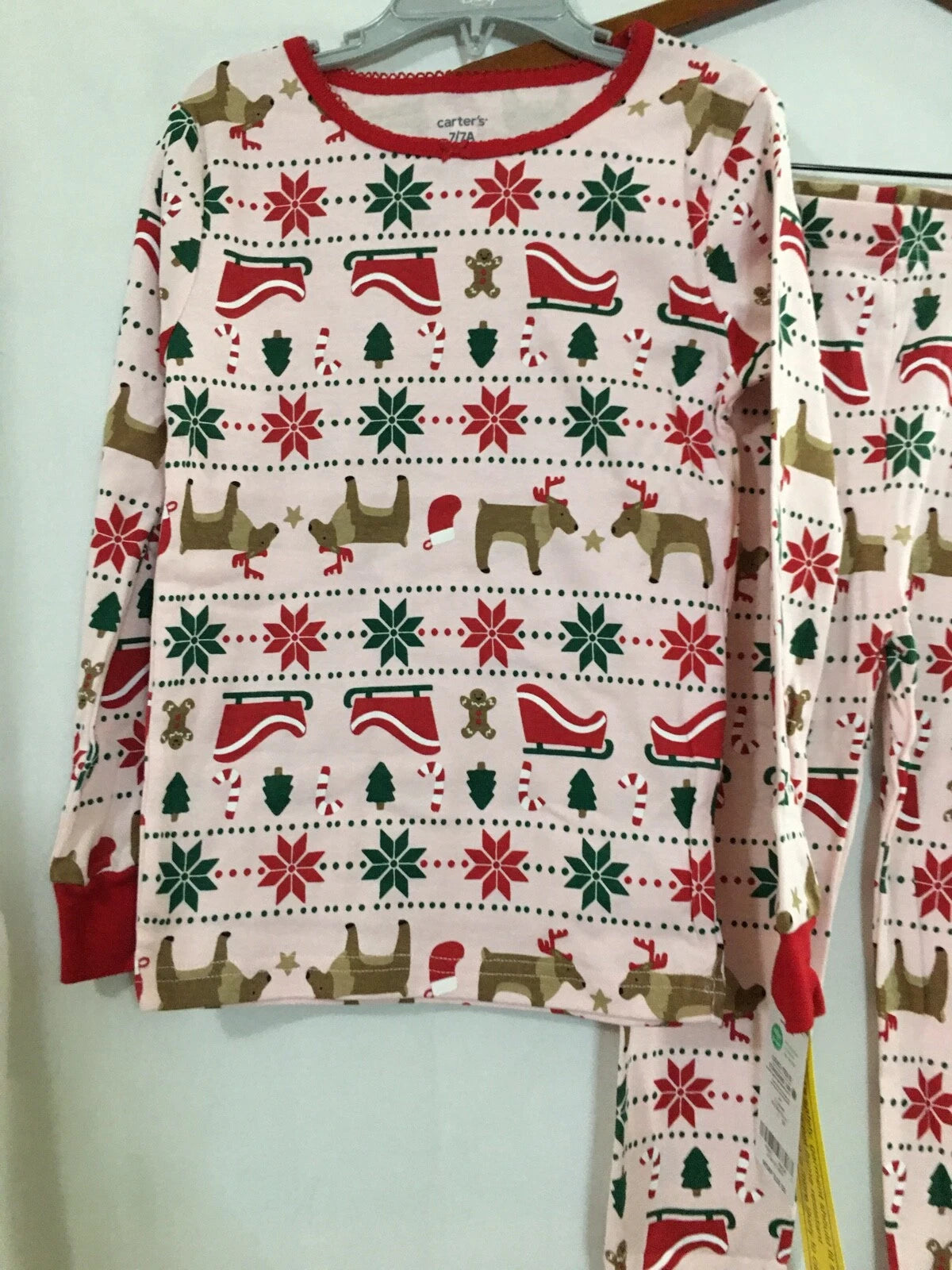 New Carter's Fair Isle Pink Girl Cotton 2 pc Pajama Set Christmas 2T,3T,4T,5T