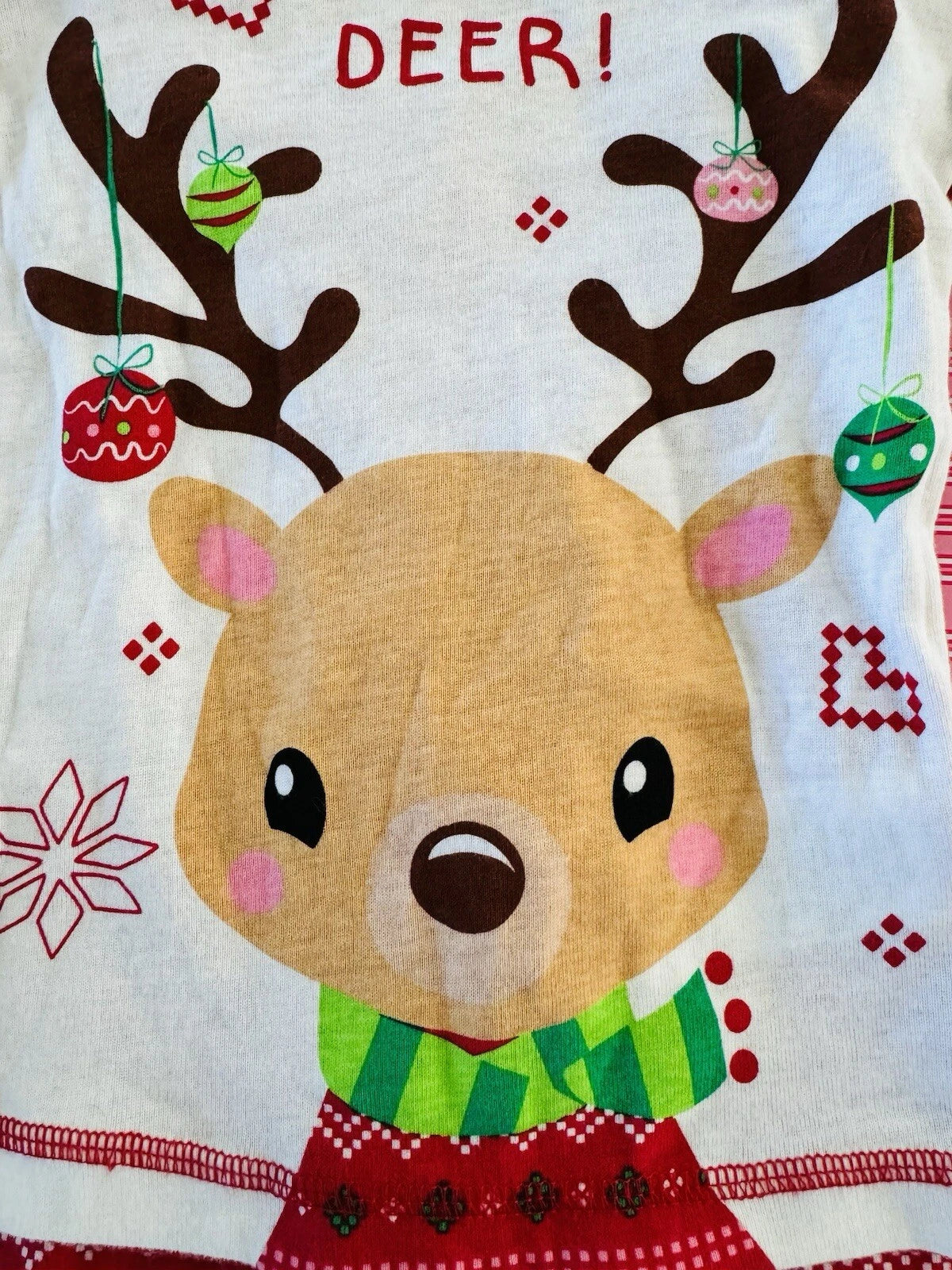 Komar Kids Christmas Pajama Set Holiday Reindeer 2T 3T Cotton 2 Piece Pajamas