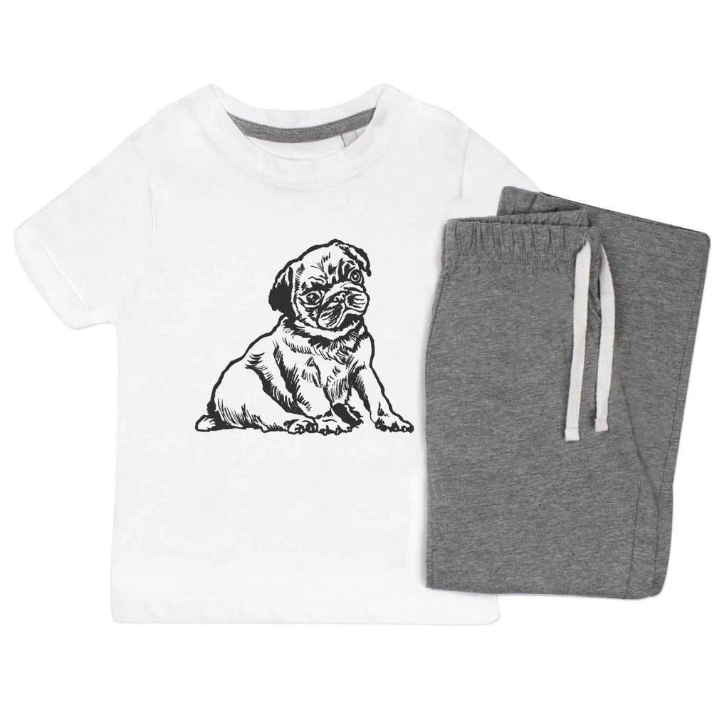 'Pug Puppy' Kids Nightwear / Pyjama Set (KP019699)