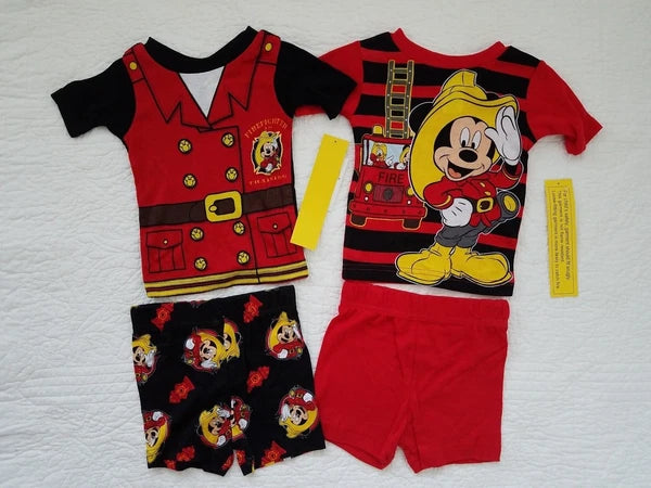 NEW DISNEY MICKEY MOUSE FIREMAN 4 PIECE PJ PAJAMA SETS SZ 2T 3T