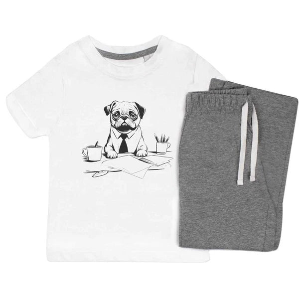 'Working Pug ' Kids Nightwear / Pyjama Set (KP043612)