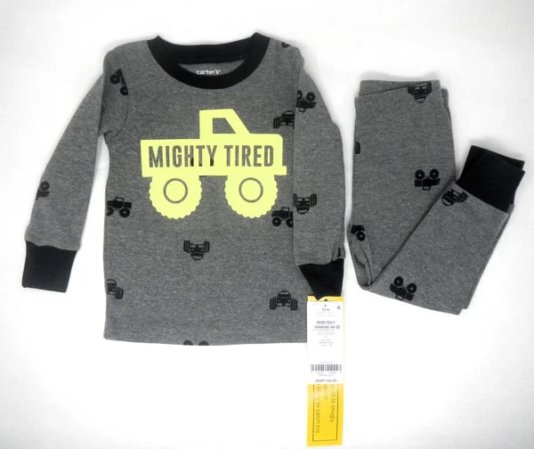 Carter's Toddler Boys Monster Truck Mighty Tired 4pc Pajama Set $36