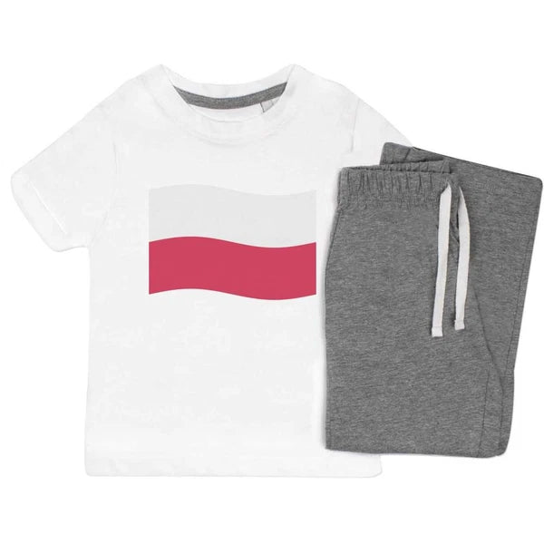 'Waving Polish Flag' Kids Nightwear / Pyjama Set (KP044257)