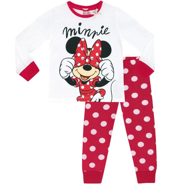 Minnie Mouse Disney Pyjamas Kids Girls 18 24 Months 3 4 5 6 7 8 Years PJs Dots