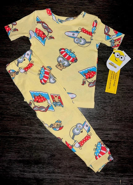 Despicable Me Minions Bob & Teddy Bear Tim Beach Toddler Pajama Set 2T 3T 4T 5T