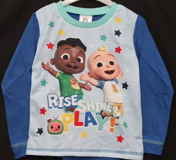 COCOMELON Boys Pyjamas/ Blue PJs in a Choice of 2 Styles Sizes 12 Months-4 Years